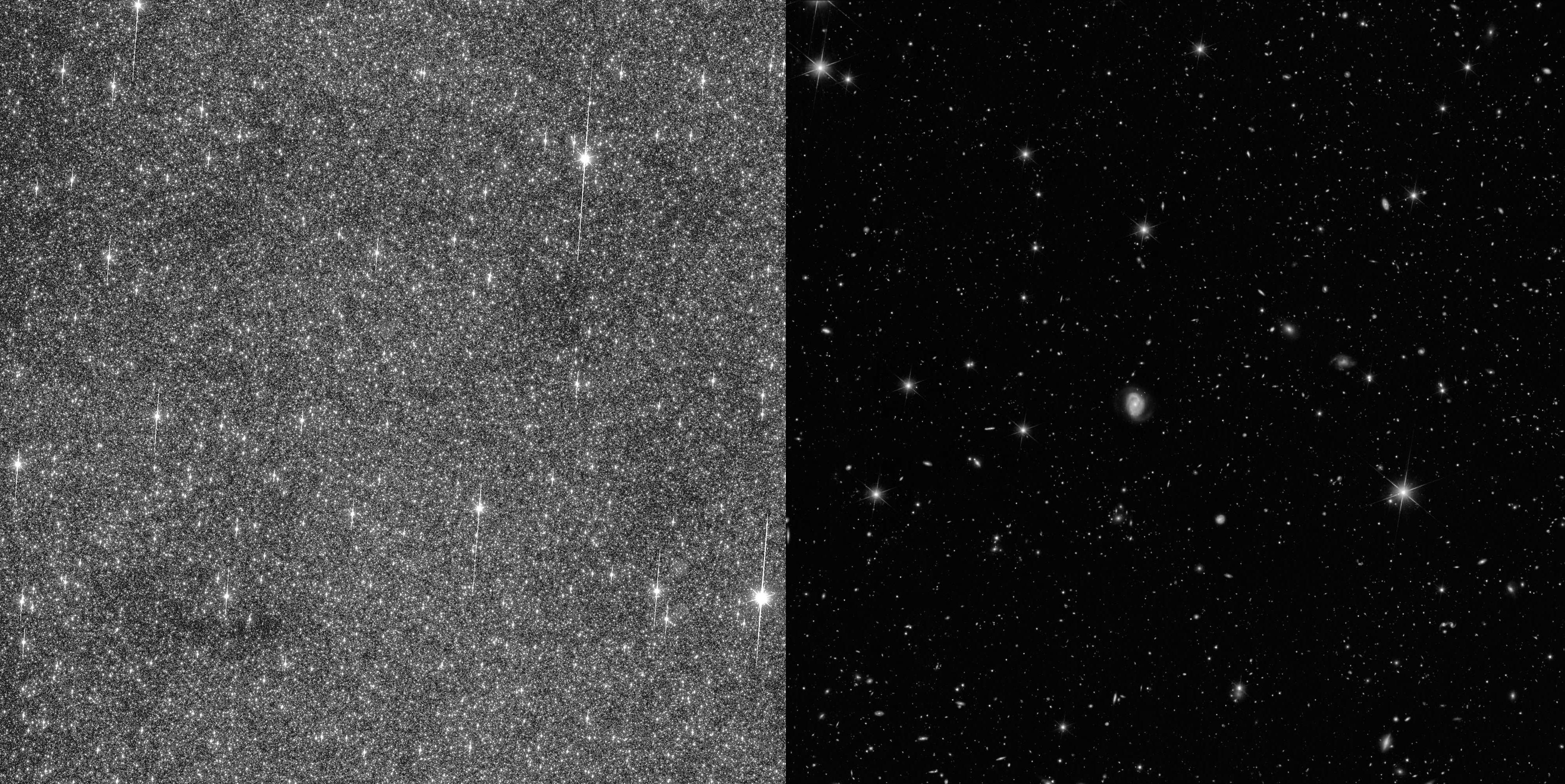 The Euclid Galactic Bulge Survey compared with a normal Euclid image.